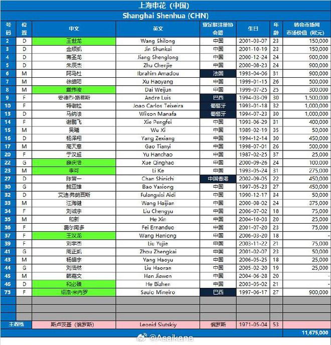 申花亞冠增援五外援，戴偉浚傷仍入選